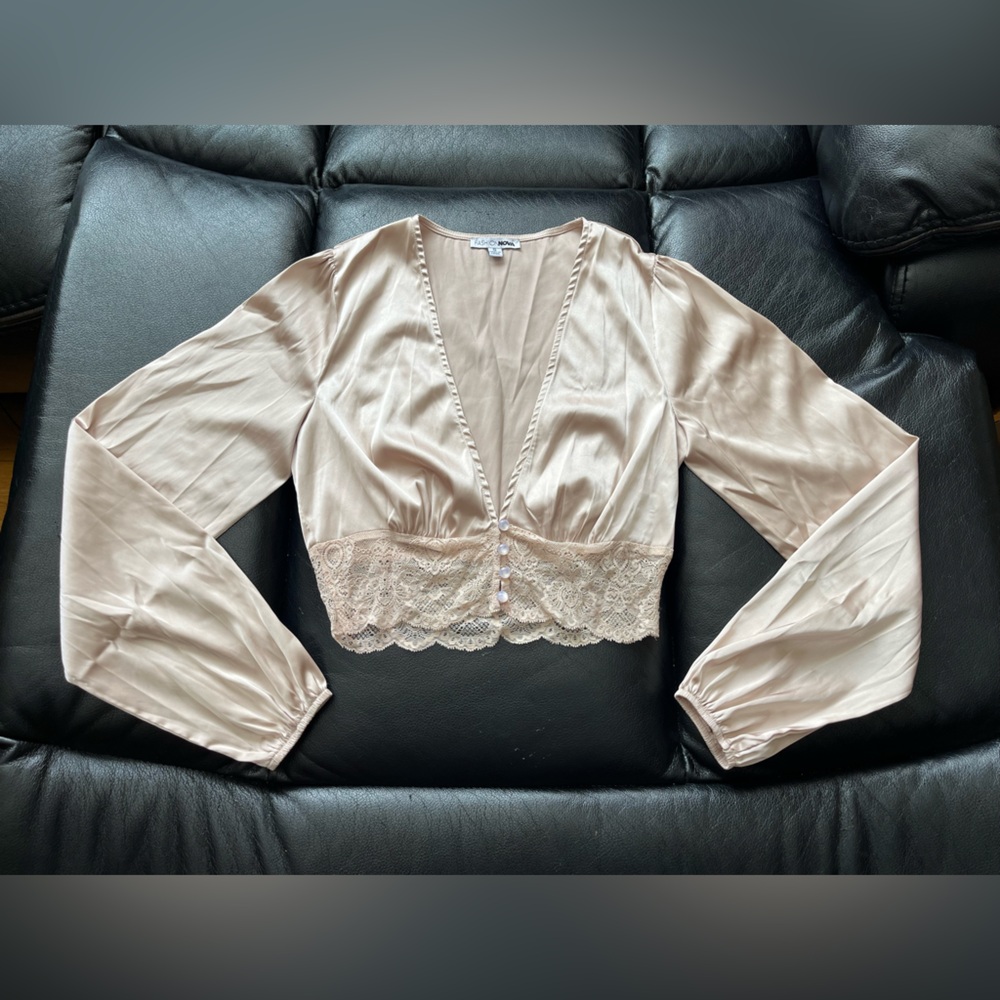Fashion Nova Satin Lace Trim Crop Top